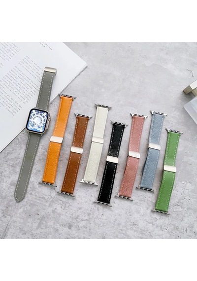 Ugr02 Apple Uyumlu Watch  42mm Kr414 Daks Deri Kordon - Pembe