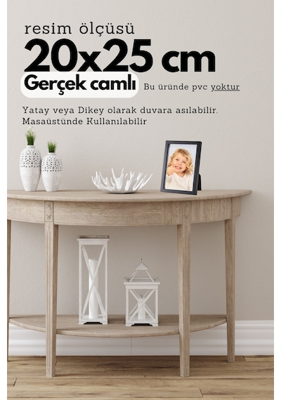 Siyah-20mm Çerçeve Camlı 20x25 Cm Fotoğraf Resim Çerçevesi Ayaklı Veya Duvara Asma Yatay-dikey 67261304