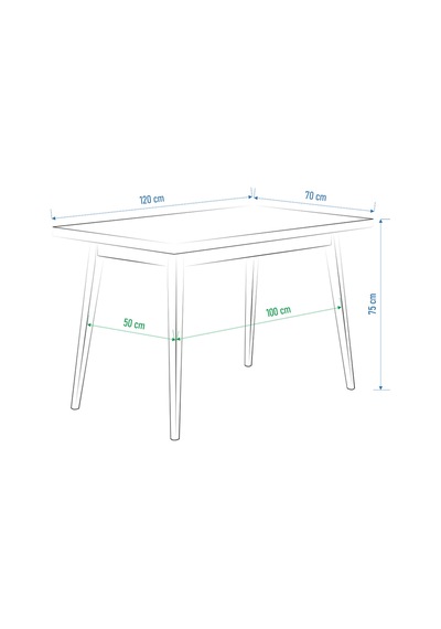 Vilinze Avanos Mdf Traverten Sabit Traverten Mutfak Masası - 70x120 Cm Beyaz