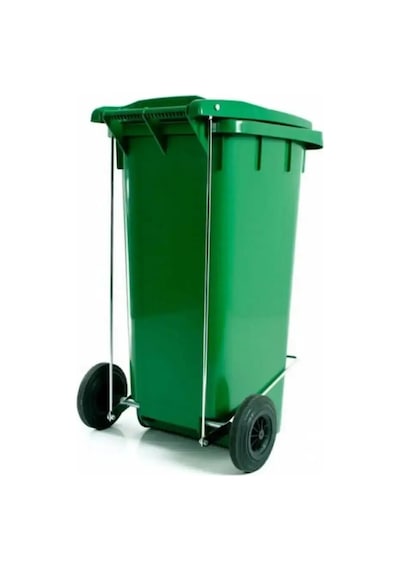 Omnipazar Sy-6507 Pedallı Tekerlekli Kapaklı Plastik Çöp Konteyneri 120 Lt Yeşil