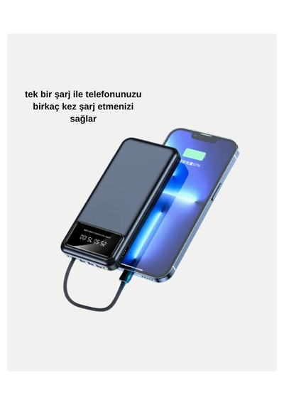 Powerbank 20000 Mah Hızlı Şarjlı Led Fenerli Ve 4 Portlu - Sarı
