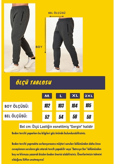 Trendhill Erkek Antrasit Üç Iplik Kışlık Eşofman Altı Edy5456a Antrasit Melanj