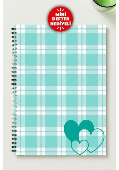 Kalp & Yıldız Temalı 4'lü Set A5 Metal Spiralli 2 Ad. Çizgili- 2 Ad. Kareli Karton Kapak Kalp & Yıldız Tasarım Temalı 4'lü Set Defter Çok Renkli