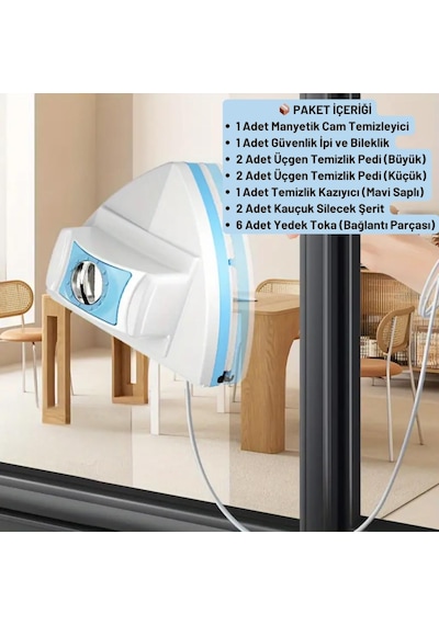 Coofbe 3-30mm Arası Mıknatıslı Pimapen Isıcam Çift Cam Pencere Uyum Kademe Ayarlı Cam Silme Aparatı Beyaz