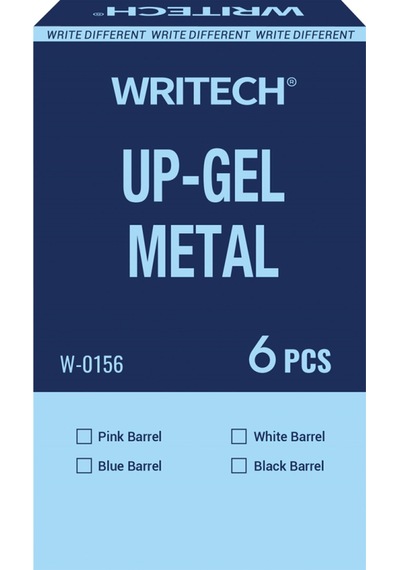 Wrıtech W-0156 Metal Up Siyah Gövde 0,7mm Mavi Jel Kalem - 6'lı Kutu Ahşap