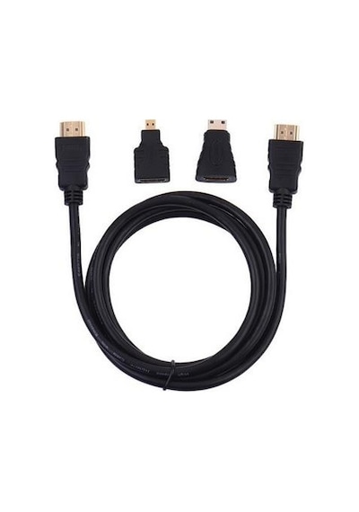 Alfais 4699 1.5 m 1.4V HDMI Kablo + Mini Micro Uç 3in1 Çevirici Dönüştürücü Adaptör Kablosu