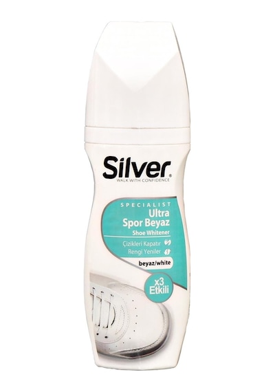 Silver X3 Etkili Güçlendirilmiş Ultra Beyaz Spor Bez ve Kumaş Likit Ayakkabı Boyası 75 ML