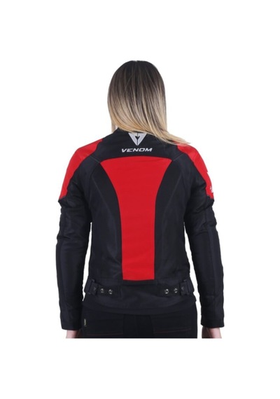 Venom Dynamic Pro Siyah Kırmızı Kadın 4 Mevsim Motosiklet Montu