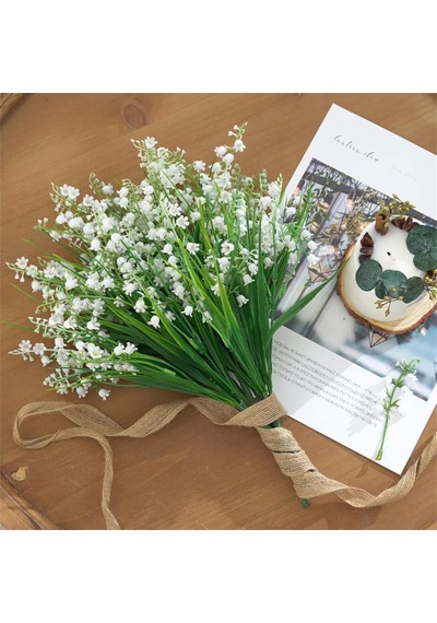 Yapay Çiçek Müge Çiçeği Sazlı Beyaz Çan Çiçeği Lily Of The Valley Demet