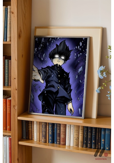 Mob Psycho Uzay Sahnesi Poster, Siyah Çerçeveli Duvar Tablosu - Anime Severlere Özel Hediye