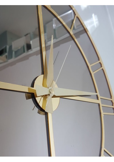 Ayna Denizi Gold Bronze Model Altın Bronz Renk 50 CM Dekoratif Aynalı Duvar Saati Altın