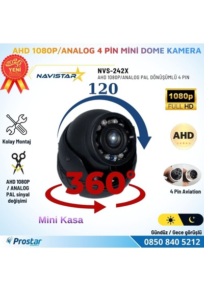 Ahd 1080p/analog Pal Dönüşümlü Plastik Metal Mini Dome Kamera
