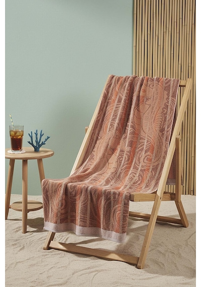 Turuncu Poseidon %100 Pamuklu Plaj Havlusu 70x140 Cm