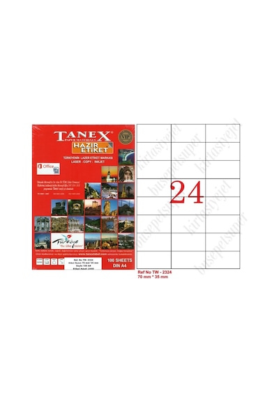 Tanex Tw-2324 Ebat 70 X 35 MM Lazer Etiket A4 Sayfada 24 Etiket