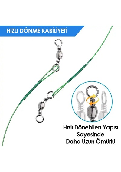 Fishack Klipsli Fırdöndülü Çelik Tel 6'lı