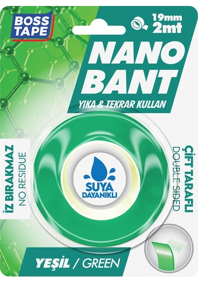 2 Metre Çok Güçlü Çift Taraflı Nano Bant Yeşil