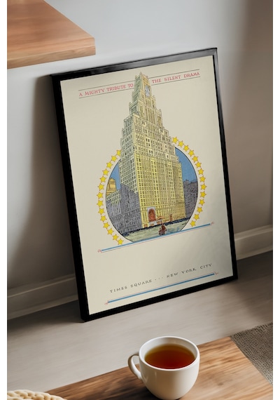 Times Square Siyah Ahşap Çerçeveli Poster, Dekoratif Seyahat Duvar Tablosu