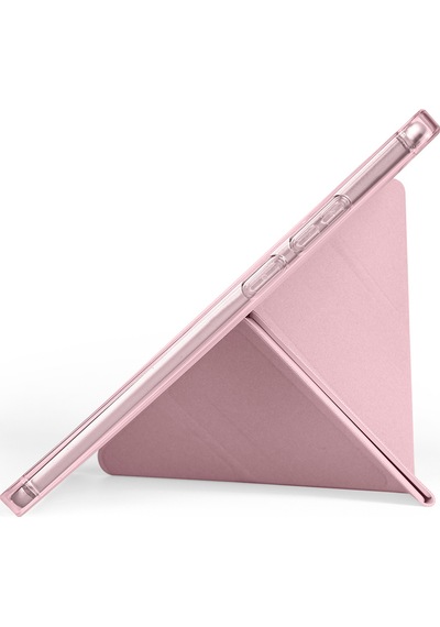 Maks Technology Lenovo Tab One 8.7 Tb-305fu Kılıf Mkst Tri Folding Kalem Bölmeli Standlı Kılıf - Rose Gold Tablet Kılıfı