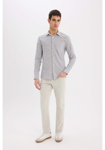 DeFacto %100 Pamuk Modern Fit Polo Yaka Çizgili Uzun Kollu Gömlek E5046AX25SMBK81 DeFacto %100 Pamuk Modern Fit Polo Yaka Çizgili Uzun Kollu Gömlek E5046AX25SMBK81
