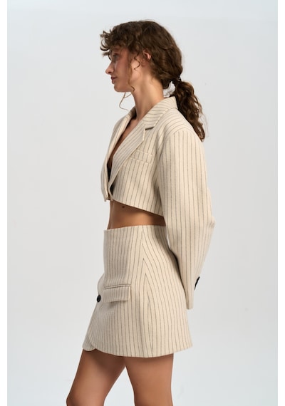 Mai Studios Co. Mai Collection Elegant Bej Ceket-etek Takım Bej
