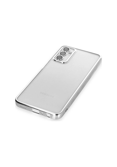 Samsung Uyumlu Galaxy M23 Kılıf Kamera Korumalı Lensli Silikon Gümüş
