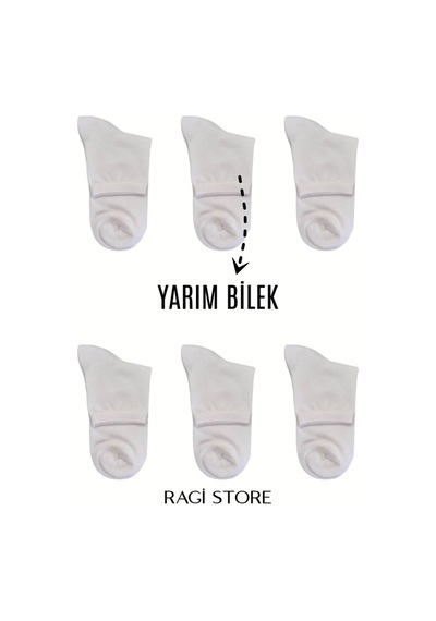 Ragi Store 6'lı Siyah Ve Beyaz Erkek Yarım Bilek Çorap Çok Renkli