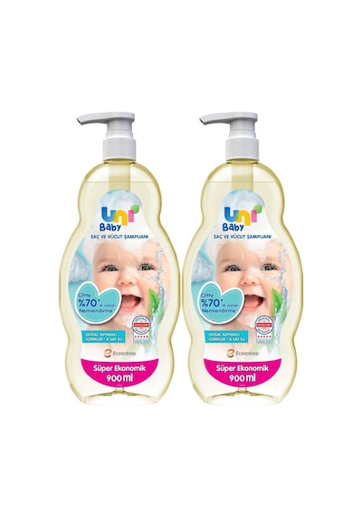 Uni Baby Bebek Saç Ve Vücut Şampuanı 900ml Klasik Pompalı 2li