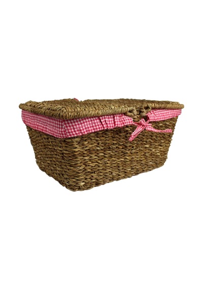 Hasır Rattan Örme Sepeti Dikdörtgen Ekoseli 18795 Sku: Smgstkcb7fa331a7 Açık Mavi