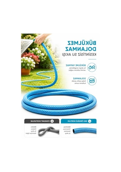 25 Metre Uzunluğunda 1/2" Örgülü Bahçe Sulama Hortumu, Dayanıklı Yeşil
