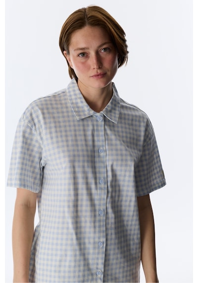 Penti Mavi Cozy Club Gingham Pamuklu Gömlek Pantolon Pijama Takımı