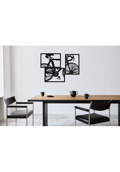 Dekoratif Ev Bisiklet Duvar Dekoru 3'Lü Set Mdf Tablo