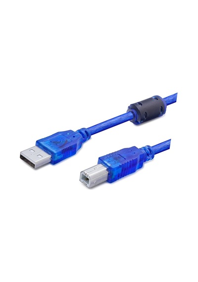 Usb Printer Kablosu 3 M - Şeffaf Mavi Hdx7502 Evimdeyokyok
