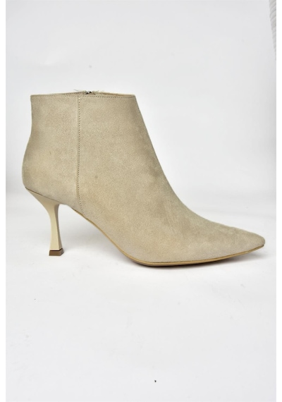 Fox Shoes N282102102 Bej Süet İnce Topuklu Sivri Burun Kadın Bot Bej