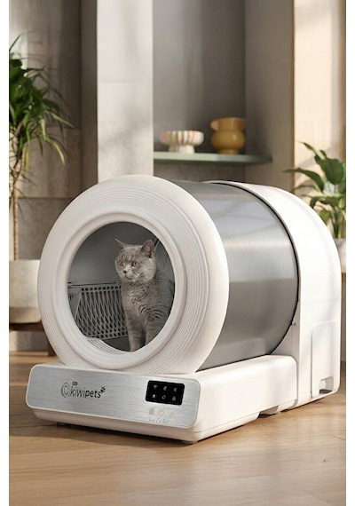 Kiwipets KPLB-10771 Akıllı Kendi Kendini Temizleyen Kedi Tuvaleti Geniş İç Hacim & Koku Giderici 60 L
