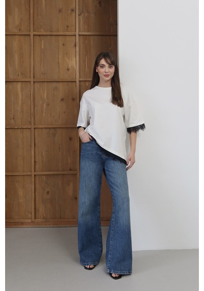Verymoda Dantel Detaylı Tişört D2956 Krem