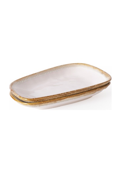 Keramika Shizen Krem Tetra Kayık Tabak 28 Cm 2 Adet Q44
