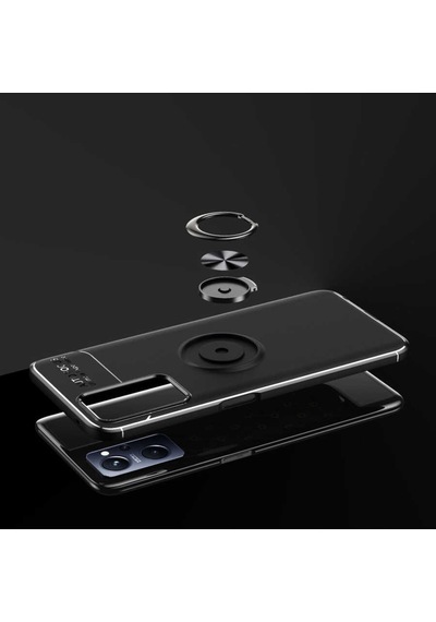Oppo A96 4G Kılıf Zore Ravel Yüzüklü Silikon Kılıf