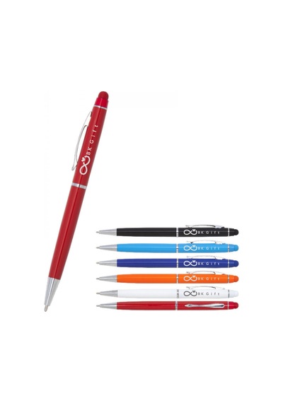 Bk Gift Promosyon 1022 Metal Tükenmez Touchpen Kalem Lazer Baskılı Logolu Promosyon Kalem 50 Adet - Lacivert Mavi