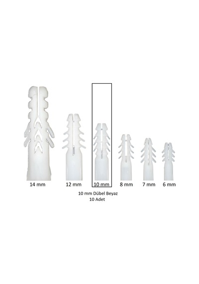 Dübel, 10 Mm Beyaz Dübel, 10 Adet