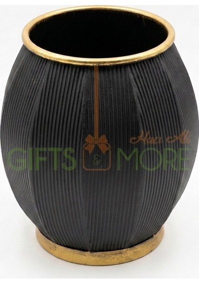 Panalı Metal Siyah Sekoratif Saksı Küçük 20 X 32 Cm