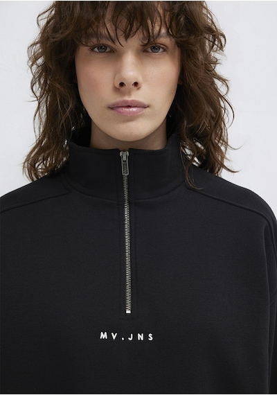 Mavi - Mvjns Nakışlı Yarı Fermuarlı Siyah Sweatshirt 1s10533-900 Siyah