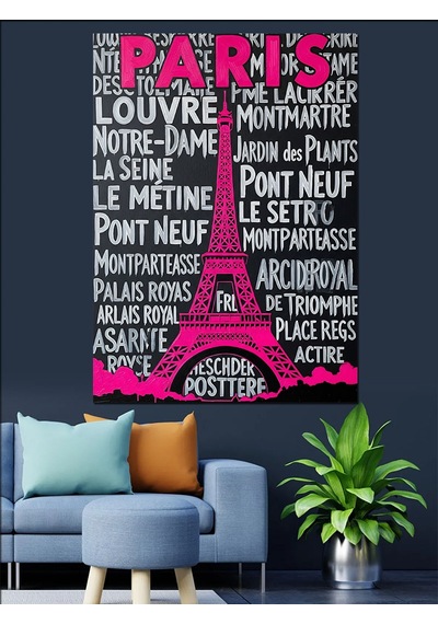Ahşap Tablo Yazılarla Paris Ve Eyfel