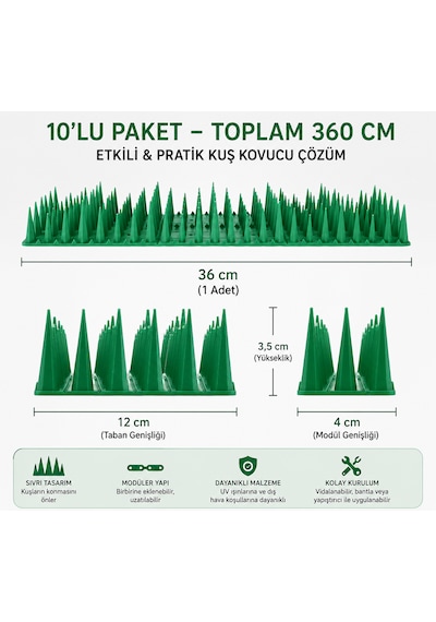 Kuş Kondurmaz Diken 50x3,5cm 12'li Paket Toplam 6 Metre