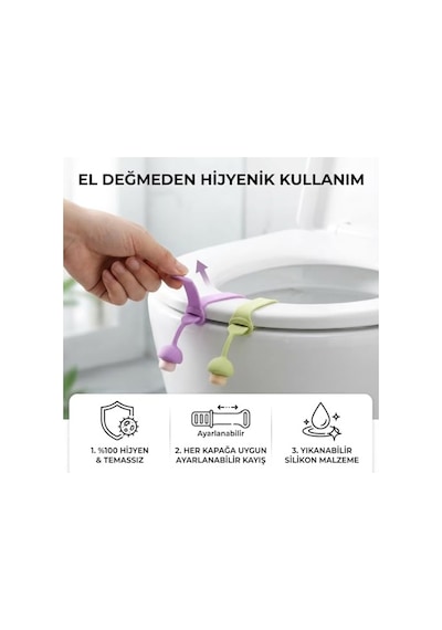 Klozet Kapağı Hijyen Aparatı Eller Değmeden Tuvalet Kapağı Kaldırma Silikon Esnek Yapı, Kolay Montaj, Hi Diğer