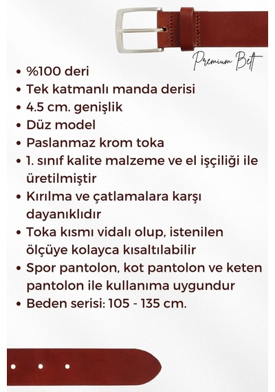 Süzer Deri 4.5 Cm. Spor Model Hakiki Deri Kenarları Dikişli Erkek Kemer Lacivert