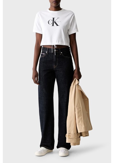 Calvin Klein Pamuklu Logolu Regular Fit Bisiklet Yaka T Shirt Lv047g288gyaf Bayan T Shirt Lv047g288g Yaf Beyaz