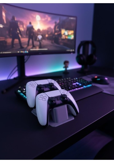 Yamanhobi Antrasit İkili Gamepad Tutucu 7x18 Cm Masa Ve Raf Düzeni Çok Renkli