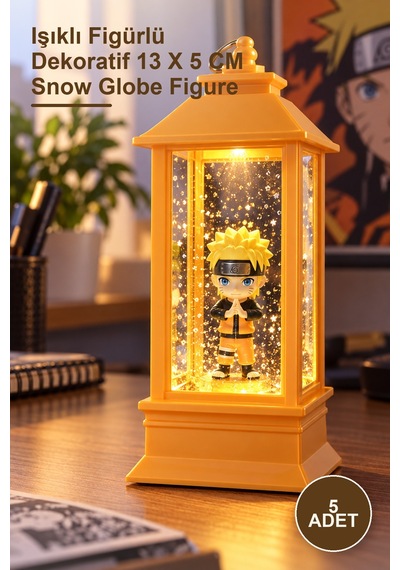 5 Adet Anime Naruto Kar Küresi Işıklı Figürlü Dekoratif 13 X 5 Cm Snow Globe Figure