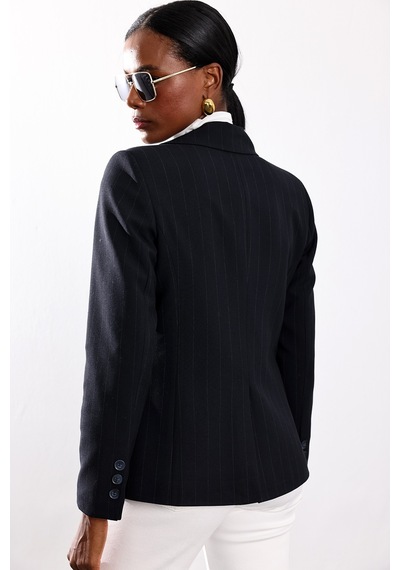 5in1Canpolat Lacivert Çizgili Blazer Ceket 17285