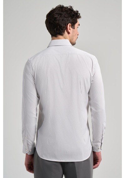 İmza Beyaz Uzun Kol Desen Yarım İtalyan Yaka Cepsiz Esnek Classic Slim Fit Gömlek 1004245218 Beyaz